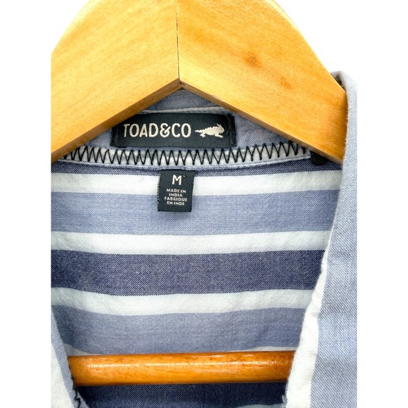 Toad&Co Indigo Ridge Sleeveless Tie Shirt Dress Striped Organic Cotton Midi Blue - Picture 7 of 7